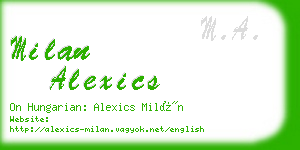 milan alexics business card